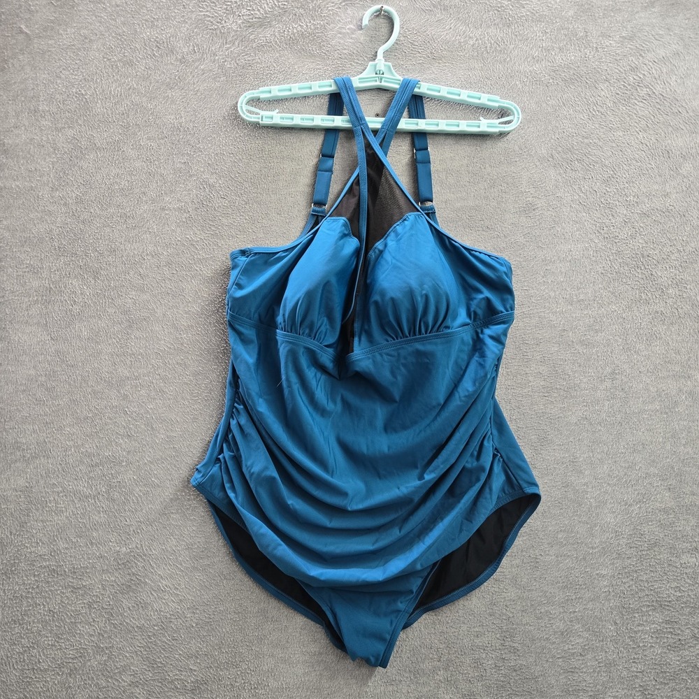Speedo Women Swimwear 22 Blue Nylon Polyester One Piece Activewear